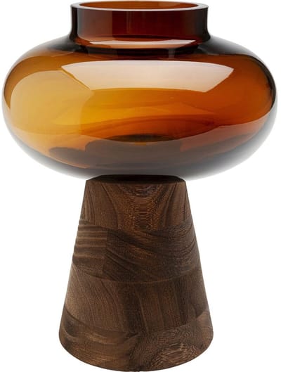 Vaas Earthy, bruin, 21 cm, glas, bloemenvaas, decoratie, handgemaakt, pot voor bloemen