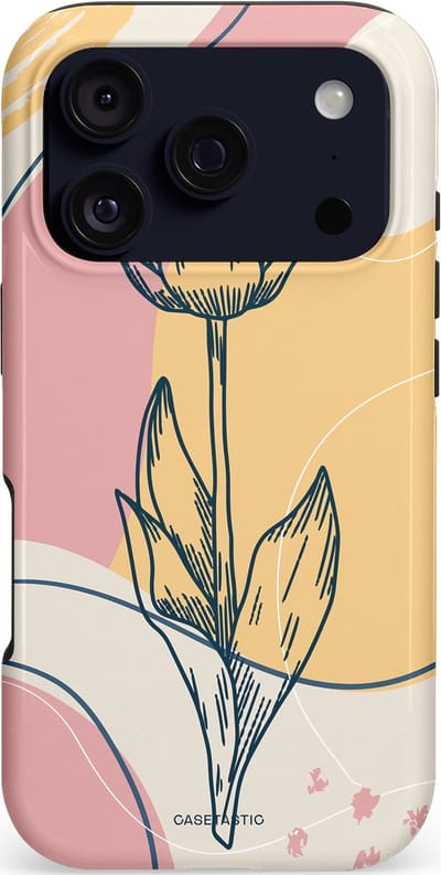 Casetastic hoesje geschikt voor Apple iPhone 17 Pro - MagSafe - Dubbellaagse bescherming - Zachte tulp - Fashion Case - Lichtgrijs Beige Lichtroze
