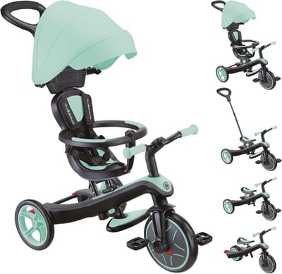 4-in-1 Driewieler en Loopfiets voor Peuters - Mintgroen