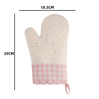 1 Stuk Flexibele Hittebestendige Siliconen Ovenhandschoen met Stijlvol Design Zachte Magnetronhandschoen Bakbenodigdheid Veilige Keukenaccessoires white
