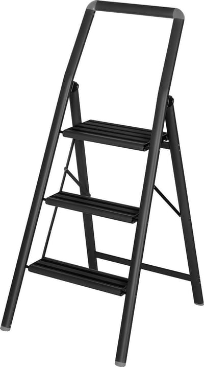 Huishoudtrap ZWART inklapbaar Alu Compact 3 tredes