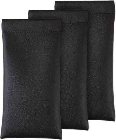 Brillentas - 3 stuks - Brillendoos - Brillenetui - Leren brillentas - Draagbaar - Brillenhoes - Zonnebrillen opbergdoos voor mannen en vrouwen - 18 x 9 cm - Zwart