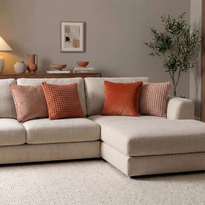KUSSENHOES-SET - 4-delig - Dual Harmony - 45x45 cm - exclusief binnenkussens - oranje, roze