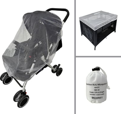 Klamboe Buggy, campingbedje en ledikantje, WHITE 110x 120cm