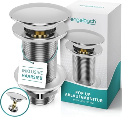 Extra Lange Pop-up Afvoerset voor Wastafel zonder Overloop - Universele Push-Open Afvoerplug