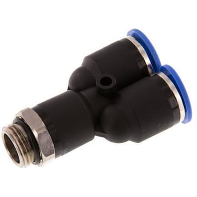 12mm x G3/8'' Y-koppeling Messing/PA 66 Insteekfitting Buitendraad Draaibaar NBR
