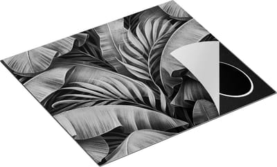 Chefcare Inductie Beschermer Tropische Bladeren - Zwart Wit - 60x50 cm - Afdekplaat Inductie - Kookplaat Beschermer - Inductie Mat