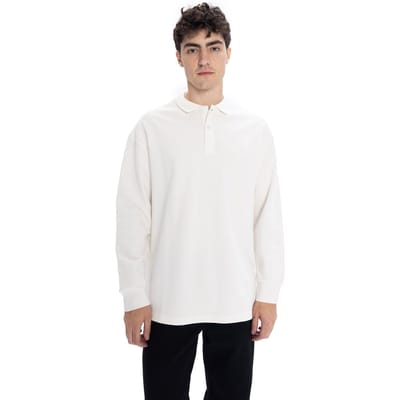 Comfort Fit Lange Mouwen Polo Shirt met Knopfijnste details