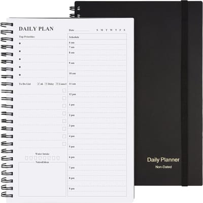 Ongedateerde Dagelijkse Agenda en Planner met Urenschema voor Structuur en Productiviteit
