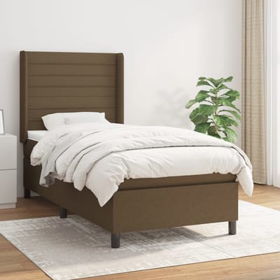 vidaXL - Boxspring - met - matras - stof - donkerbruin - 80x200 - cm