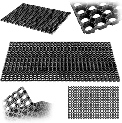 KADAX Deurmat met gatenpatroon, antislip rubberen ringmat voor buiten, rubberen mat van rubber voor de entree (patroon 2, 40 x 60 cm)