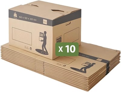Verhuisdozen met Automatische Bodem 60 x 50 x 40 cm - Max. Belasting 30 kg, FSC-gecertificeerd en 70% Gerecycled Karton