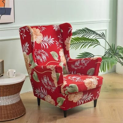 Bloemen bedrukte vleugelstoelhoes Stretch Spandex fauteuilhoezen Nordic verwijderbare relaxbankhoezen met zitkussenhoezen