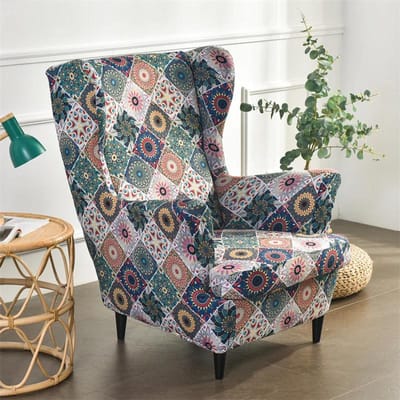 Pastorale Oorfauteuilhoes Stretch Spandex Fauteuilhoes Kleurrijke Relax Bankhoezen Met Zitkussenhoezen Voetenbankhoes