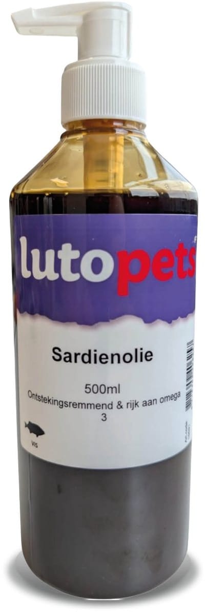 Sardienolie 500 ml - Rijk aan Omega 3 (EPA & DHA) - Gezonde Vacht & Huid - Natuurlijke Visolie voor Honden - lutopets