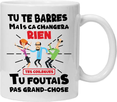 Koffiemok Humor Collega - Grappige Mok - Kantoor Cadeau - Dansende Collega's Afbeelding - 330 Gram - Wit