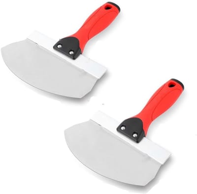 Dailygoods- Emmerschep Set van 2 - Gips Emmerschep - Roestvrij Staal - Voorgevormd Lemmet - Lichtgewicht - Rood/Zilver - Schop