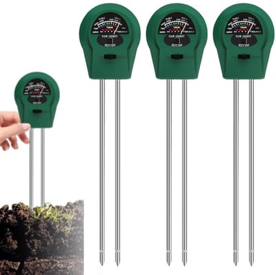 Bodemtester 4 stuks - Plantenmeter pH licht - Plantenverzorging optimaliseren - 3-in-1 meting - Geen batterij nodig - Groen