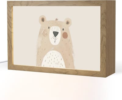Nachtlampje 30x20 cm - Kinder lampje - Beer - Dier - Wilde dieren - Tafellamp kinderkamer - Slaapkamer lamp - Bedlamp kinderen - Kinderlampje stopcontact - Wandlamp babykamer - Nachtlampjes