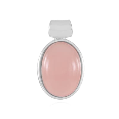 Cavill - Zilveren Hanger met Roze Chalcedoon 11,22 ct - 925 Sterling Zilver met Platina Coating - Ovale Cabochon - Stijlvolle Dameshanger