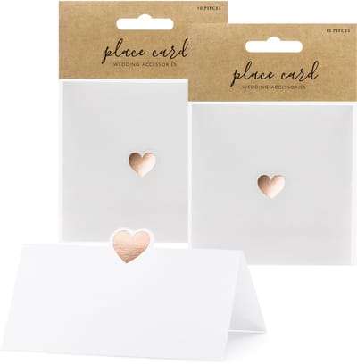 PartyDeco naamkaartjes/plaatskaartjes Lief - Bruiloft - rosegoud/wit - 30x - 10 x 5 cm