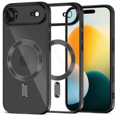 Backcover hoesje Geschikt voor: iPhone 17 Air met geïntegreerde Camera lens bescherming [magnetische hoes] compatibel met MagSafe Dames Heren - Zwart