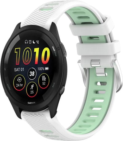 Siliconen bandje - geschikt voor Xiaomi Mi Watch / Watch 2 (PRO) / Watch S1 / Watch S1 Pro / Watch S2 / Watch S3 / Watch S4 / Watch S5 / Haylou / Redmi Watch 5 Active & Lite - wit-mintgroen