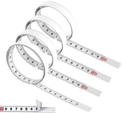 Allecto - Zelfklevende Rolmaat - Meter in wit - 1m - 4 Stuks - Carbon Staal - Handig en gebruiksvriendelijk - Ideaal voor thuisgebruik