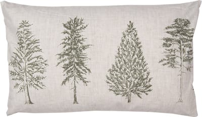Clayre & Eef Kussenhoes 30x50 cm Beige Groen Polyester Dennenbomen