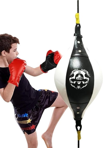 Bokszak - Trainingsbal - Bokstraining Verbeteren - Rhombus textuur - 38 x 18 cm - Zwart en wit