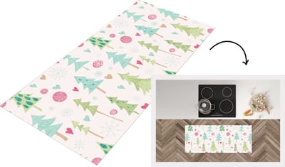 Keukenloper - Loper keuken - Winter - Bos - Patroon - Sneeuw - Pastel - 120x50 cm - Keukenloper vinyl