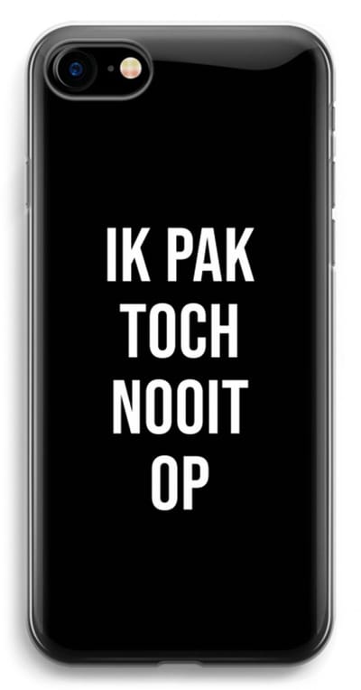 Case Company® - Hoesje geschikt voor iPhone SE 2020 hoesje - Ik pak nooit op - Zwart - Soft Cover Telefoonhoesje - Bescherming aan alle Kanten en Schermrand