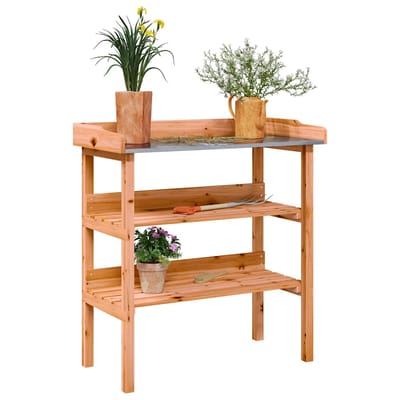 vidaXL - Plantentafel - met - schappen - 78x38x82,5 - cm - vurenhout - bruin