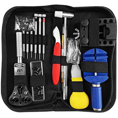 Dailygoods- Reparatieset 147-delig - Horlogemaker/Gereedschapsset - Schroevendraaier/Behuizingsopener - Antimagnetisch/Verstelbaar - Hoogwaardig/Roestvrij - Professioneel/Geschikt voor beginners - Horlogegereedschap