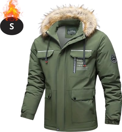 Livano Winterjas - Parka - Heren - Winter - Jas - Volwassen - Stijlvol - Met Capuchon - Gewatteerde Jas - Legergroen - S