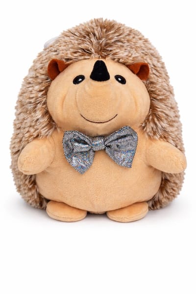 Egel met Zilveren Strik Pluche Knuffel 24 cm - Speelgoed Knuffels voor Kinderen Jongens Meisjes