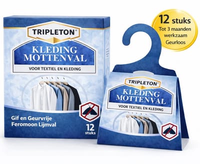 Tripleton® Mottenval Kledingmotten - 12 stuks - Mottenvallen - Feromoonval - Kledingmotten - Kleding Mottenval - Mottenvanger - Mottenval
