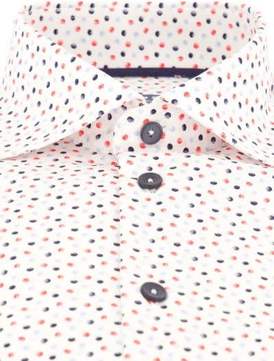 Modern fit easy iron Ledub overhemd katoen wit geprint
