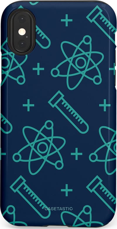Casetastic hoesje geschikt voor Apple iPhone X / Apple iPhone XS - Dubbellaagse bescherming - Atomen Creaties - Fashion Case - Donkerblauw Turquoise