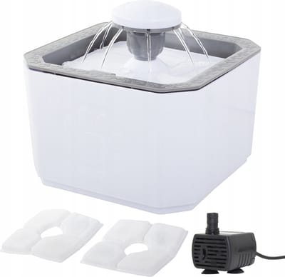 MOZY - Drinkfontein - Katten en Honden - 2,5 Liter - 3 Standen - Wit - met 2 Filters - Geluidloos - voor Kat en Hond - Waterfontein - Dieren Drinkbak - Verkoeling Dieren - Waterdispenser