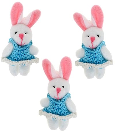 Hangend konijntje 5,5 cm blauw 9st