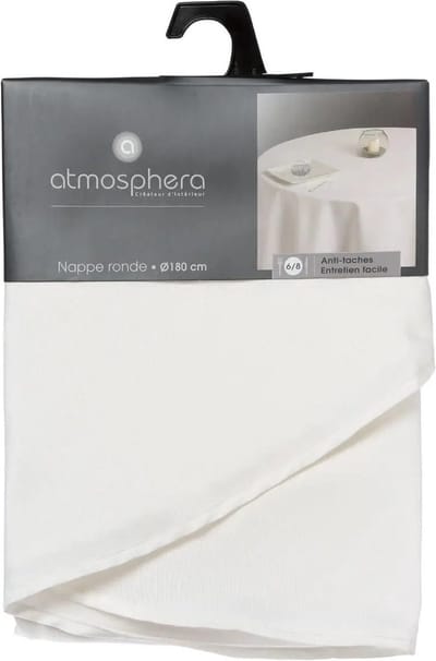 Atmosphera Tafelkleed rond - ivoor wit - Dia 180 cm - Eettafel tafellakens - polyester