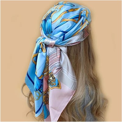 Satijnen Sjaal - Dames Bandana - Strand en Reizen - Zijdeachtig Print - 90 x 90 cm - Gekleurd
