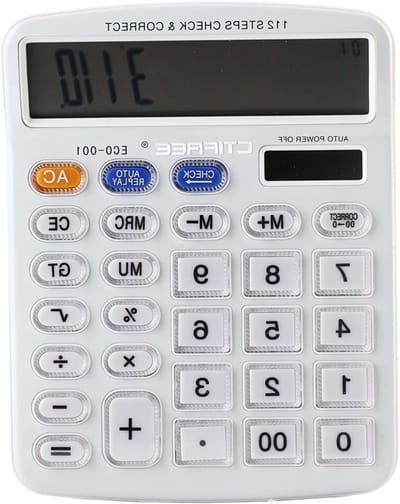 Desktop Rekenmachine - Kantoor Rekenmachine Student Rekenmachine - Dagelijkse Berekeningen - Tastbaar Toetsenbord - 12 Cijfers - Zwart