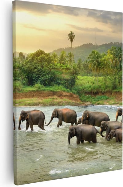 Artaza Canvas Schilderij Olifant - 40x50 cm - Wanddecoratie Dieren - Muurdecoratie Jungle - Schilderijen Op Canvas