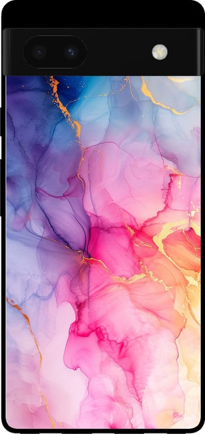 Smartphonica Telefoonhoesje voor Google Pixel 6 met marmer opdruk - TPU backcover case marble design - Regenboog geschikt voor Google Pixel 6