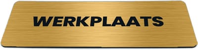 Deurbordje Goud-look met tekst werkplaats - Formaat 150 x 50 mm x 1,6 mm - Zelfklevend | Luxe uitstraling | Geborstelde Gouden toplaag | Gratis Verzending | Decoporta