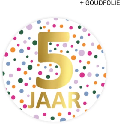 30x Sticker ' 5 jaar' Confetti Leeftijd