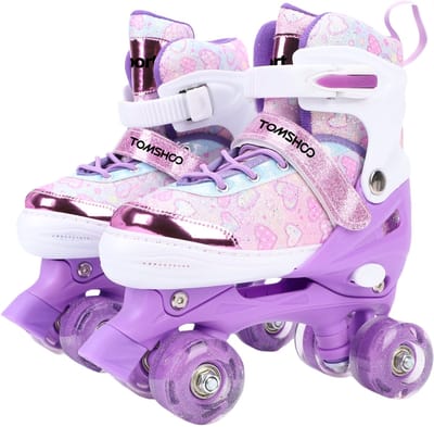 Rolschaatsen Kinderen – Maat 32-36 – 4 Maten Verstelbaar – LED Wielen met ABEC Lagers – Voor Binnen en Buiten