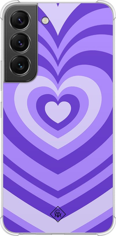 Casimoda® hoesje - Geschikt voor Samsung Galaxy S22 - Hart Swirl Paars - Shockproof case - Extra sterk - TPU/polycarbonaat - Paars, Transparant